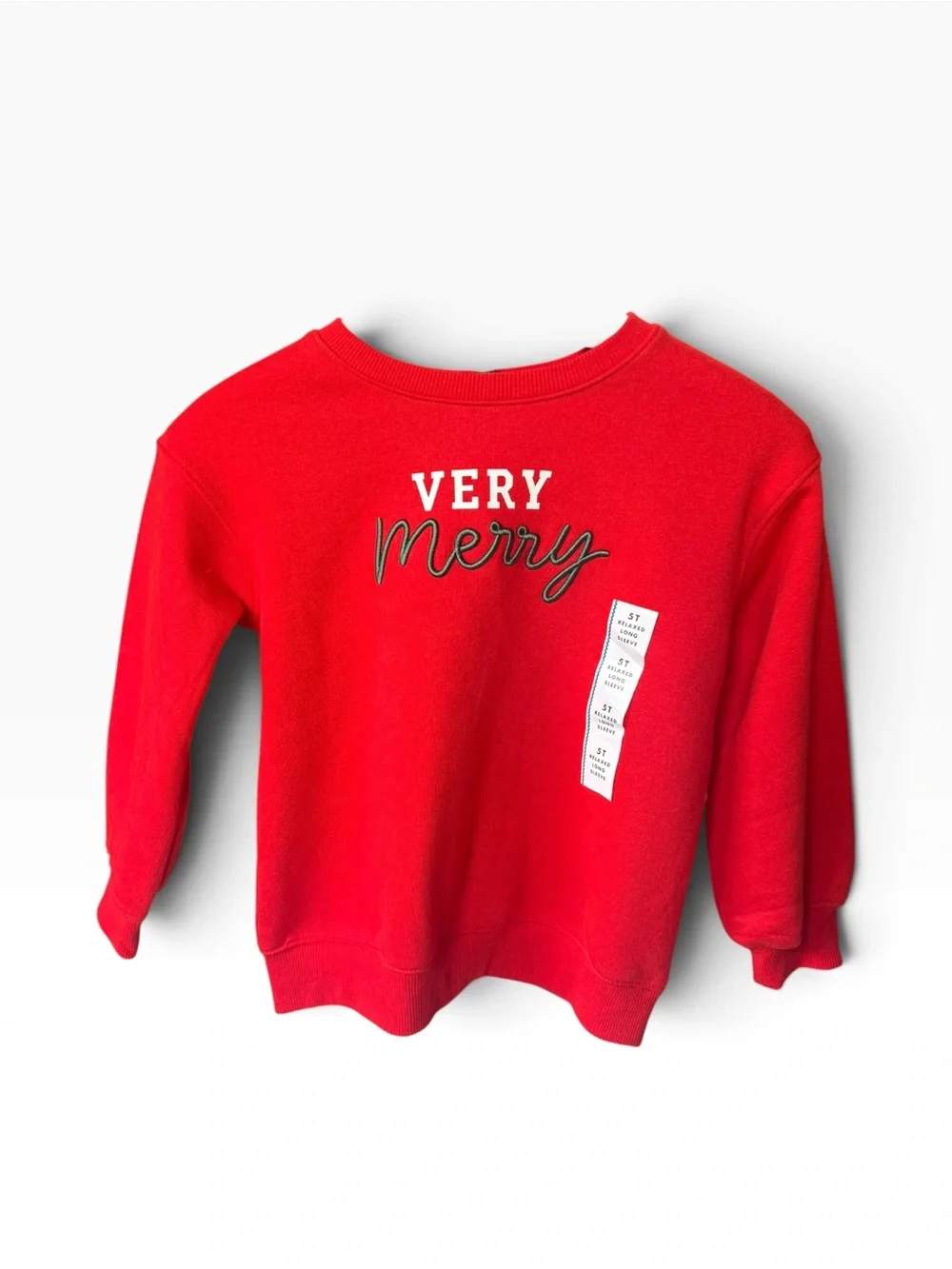 Cat & Jack Toddler 5T Very Merry Christmas Sweatshirt Red Holiday Pullover NWT